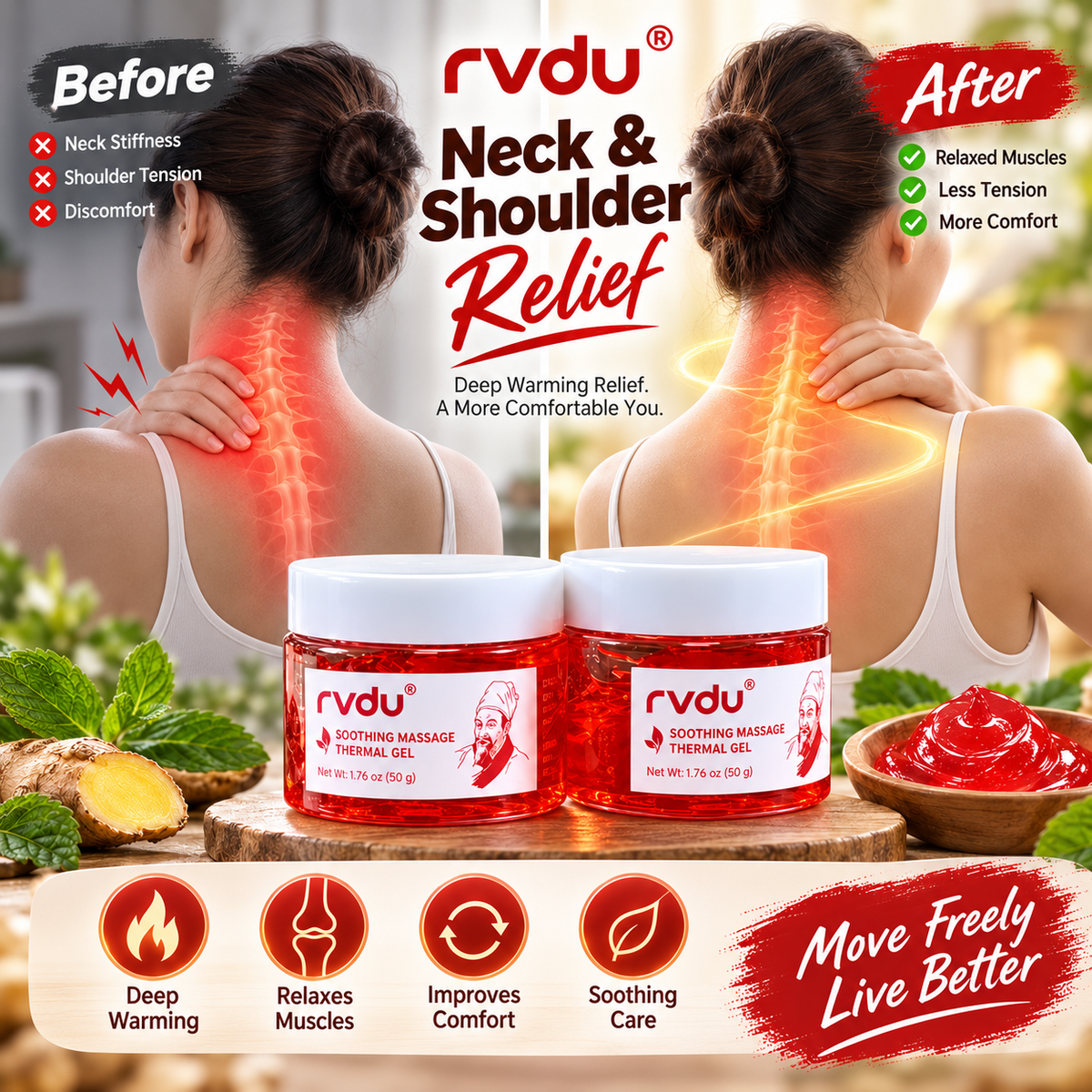 RVDU Soothing Massage Thermal Gel For Pain Relief