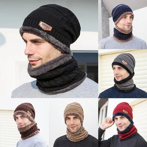 Beanie Cap Set-Woolen Cap & Neck Warmer