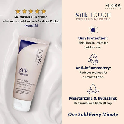 Flicka Silk Touch - 3 in 1 Moisturizer, Primer & Sunscreen for Face
